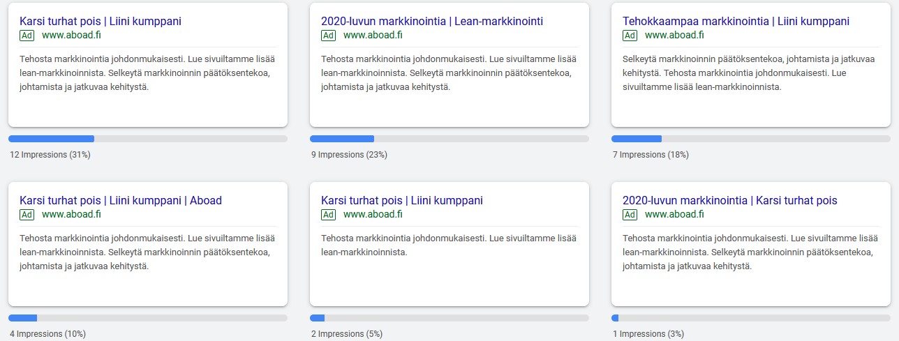 Esimerkki, millä tavallaresponsiivisia mainoksia generoidaan